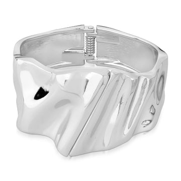 Pulseira bracelete largo trabalhado com banho de ródio branco