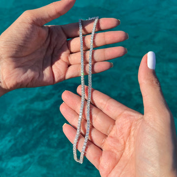 Colar MOISSANITE riviera trama rígida 3mm 40cm em prata 925