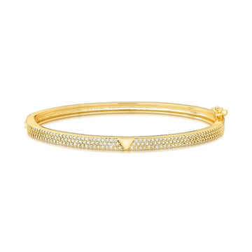 Pulseira bracelete V cravejada com banho de ouro 18k