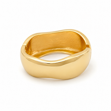 Pulseira bracelete largo liso com banho de ouro 18k