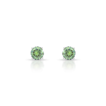 Brinco MOISSANITE verde ciano ponto de luz 1 quilate com banho de ródio branco