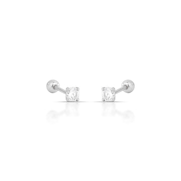 Brinco MOISSANITE PP prata 925 ponto de luz 0.2 quilates tarraxa baby rosca