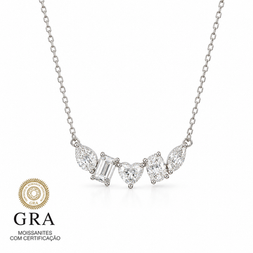 Colar MOISSANITE geométricos luxo 3,1 quilates joia em prata 925 com banho de ródio branco