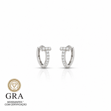 Brinco MOISSANITE argola T cravejada 0,3 quilates joia em prata 925
