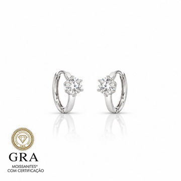 Brinco MOISSANITE argola pedra oval 0,5 quilates joia em prata 925