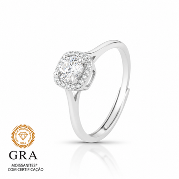 Anel MOISSANITE quadrado menor 0,5 quilate joia em prata 925 com banho de ródio branco