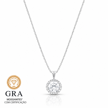 Colar MOISSANITE redondo entorno cravejado 2 quilates 8mm joia em prata 925 com banho de ródio branco