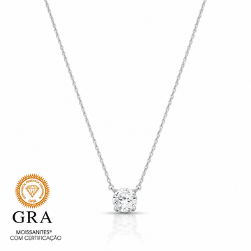 Colar pedra MOISSANITE solitário 6,5mm 1.0 quilates em prata 925