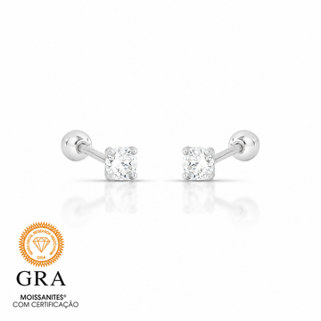 Brinco MOISSANITE PP prata 925 ponto de luz 0.2 quilates tarraxa baby rosca