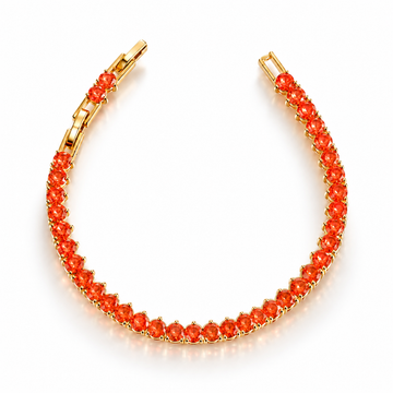 Pulseira Riviera zircônia Aperol com banho de ouro 18k