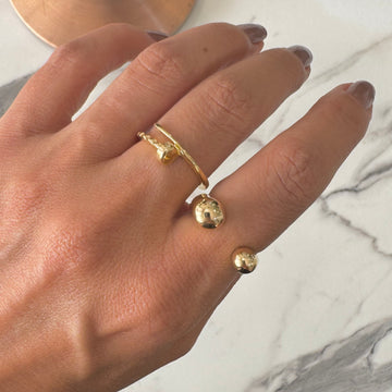 Anel abaloado aberto com banho de ouro18k