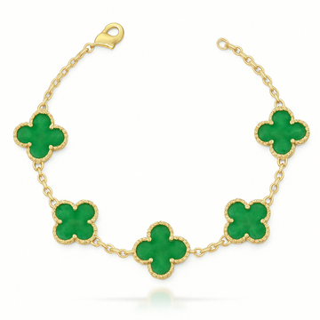 Pulseira trevos verde com banho de ouro18k