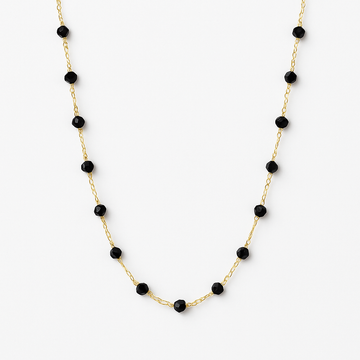 Colar esferas pretas e banho de ouro 18k