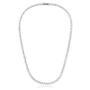 Colar Riviera 3 garras trama rígida com zircônia cristal  em ródio branco 42cm 3mm