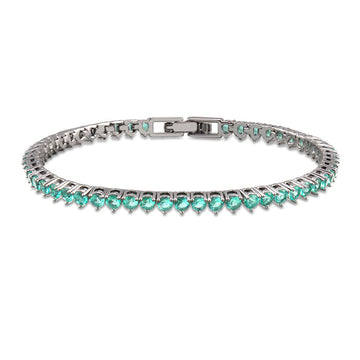 Pulseira riviera 3 pontas turmalina em rodio