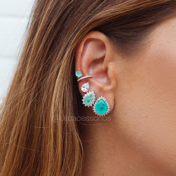 Brinco prata 925 gota cristal