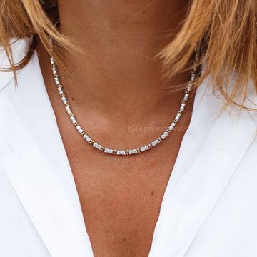 Colar prata 925 riviera X MOISSANITE 42cm 3mm 8.8 quilates