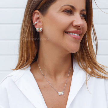 Conjunto BUTTERFLY citrino com banho de ródio branco