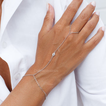 Hand Chain ponto de luz com banho de ródio branco