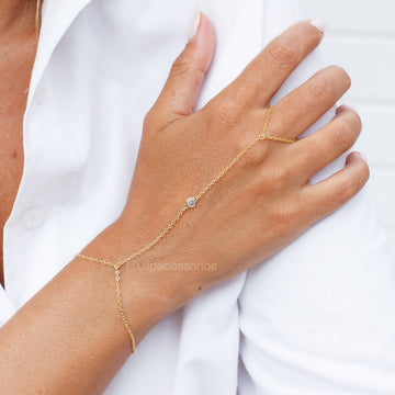 Hand Chain ponto de luz com banho de ouro 18k