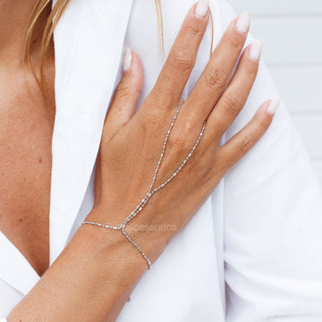 Hand Chain canutilhos com banho de ródio branco