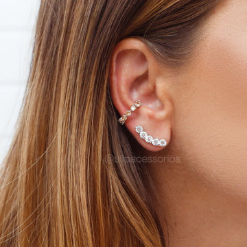 Piercing zircônia champanhe com banho de ródio branco