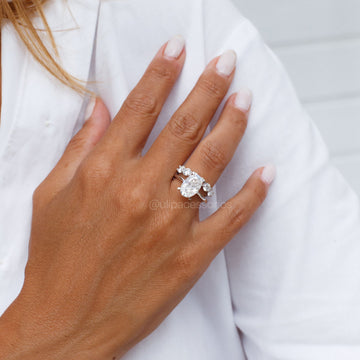 Anel prata 925 solitário oval MOISSANITE 8x12mm 4.5 quilates