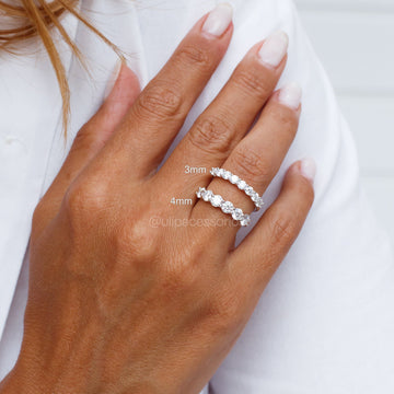 Anel prata 925 meia aliança MOISSANITE 3mm 0.8 quilates