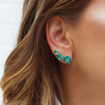 Brinco Ear Cuff 3 pontos de luz turmalina com banho de ouro 18k