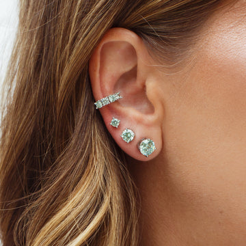 Trio de brincos Paraiba com banho de ródio branco