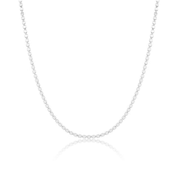 Colar choker ovais achatados lisos com banho de ródio branco