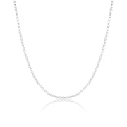 Colar choker ovais achatados lisos com banho de ródio branco