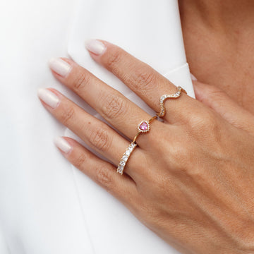 Anel meia aliança zircônia cristal com banho de ouro 18k