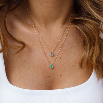 Colar oval topázio com banho de ouro 18k