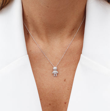 Colar MOISSANITE menino 0,29ct joia em prata 925 com banho de ródio branco