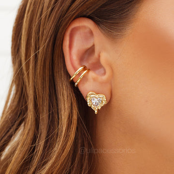 Piercing duplo liso com banho de ouro 18k