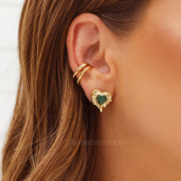 Piercing duplo liso com banho de ouro 18k