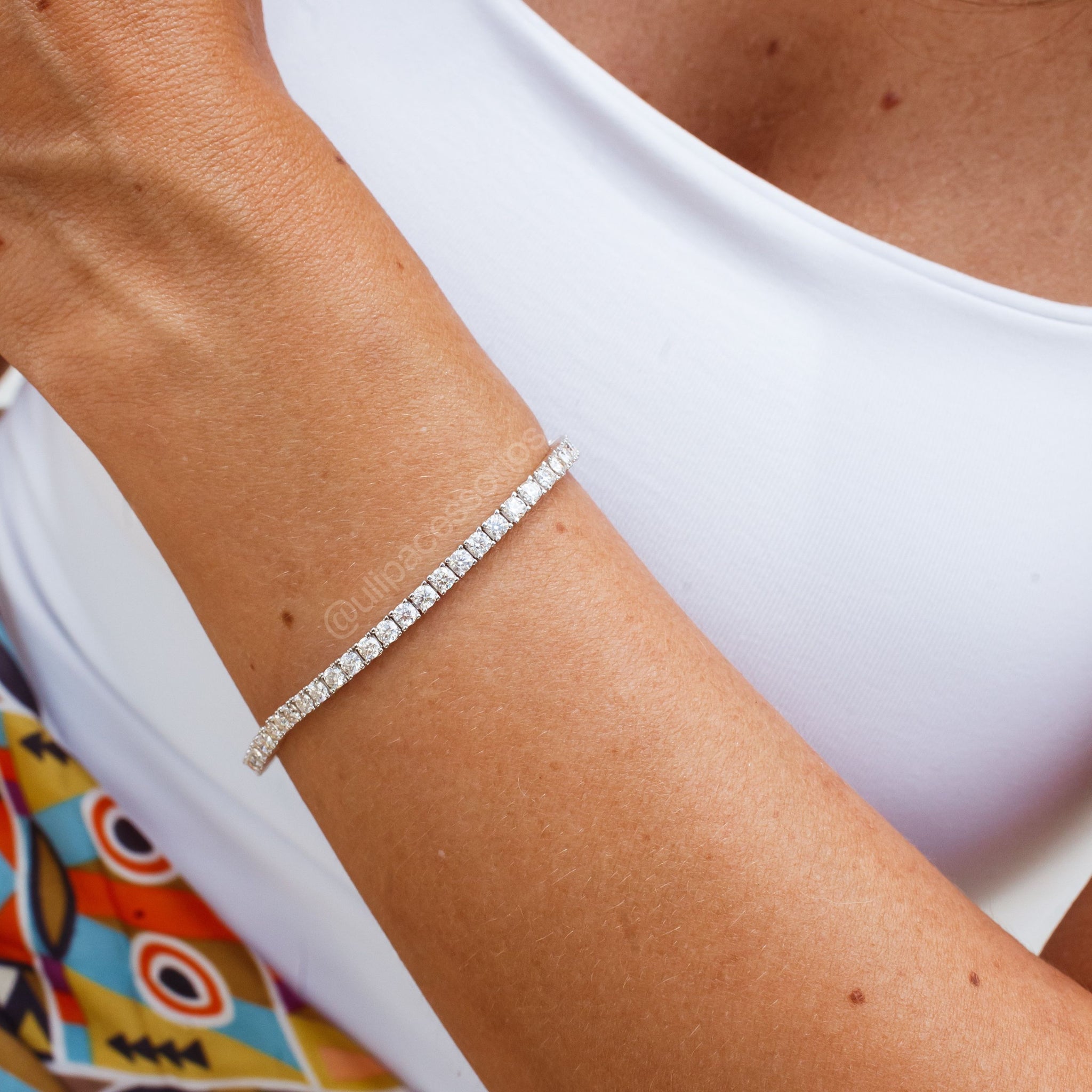 Pulseira MOISSANITE riviera LUXO em prata 925 3mm 0,1 quilates