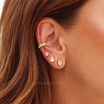 Piercing zircônia citrino com banho de ródio branco