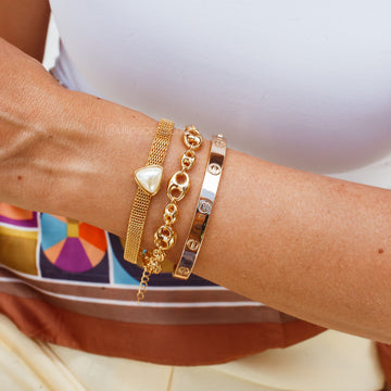 Pulseira elos redondos com banho de ouro 18k