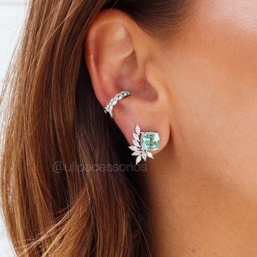 Piercing prata 925 com zircônia topázio e banho de ródio branco