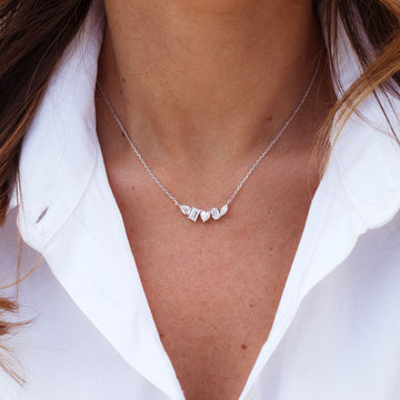 Colar MOISSANITE geométricos luxo 3,1 quilates joia em prata 925 com banho de ródio branco