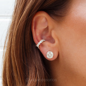 Brinco prata 925 MOISSANITE oval 4 navetes