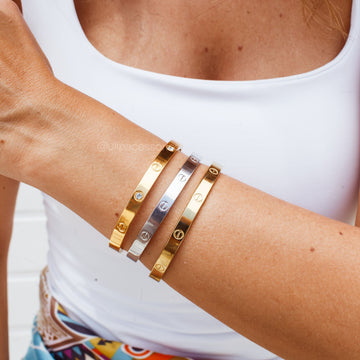 Pulseira bracelete em AÇO inspired prateado