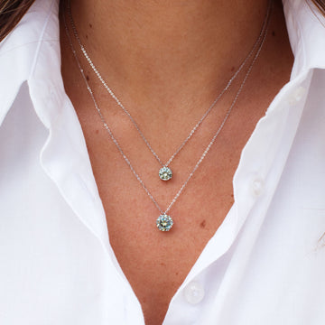 Colar MOISSANITE verde ciano ponto de luz maior 2 quilates joia em prata 925