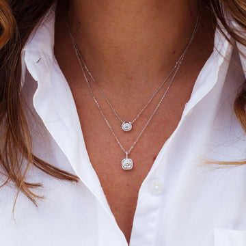 Colar MOISSANITE quadrado 1 quilate joia em prata 925 com banho de ródio branco