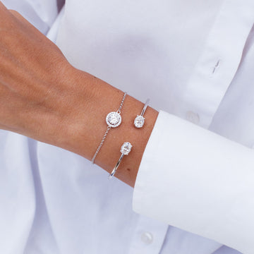 Pulseira MOISSANITE redondo entorno cravejado 1.0 quilate em prata 925 com banho de ródio branco