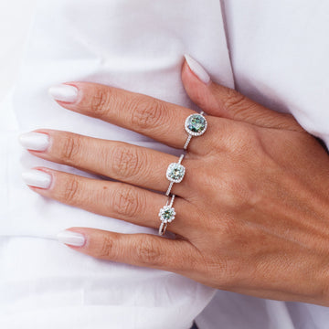 Anel MOISSANITE verde ciano solitário flower 0,5 quilates joia em prata 925