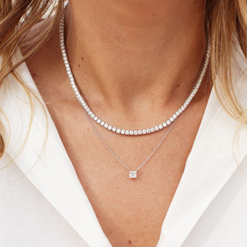 Colar MOISSANITE riviera trama rígida 3mm 40cm em prata 925