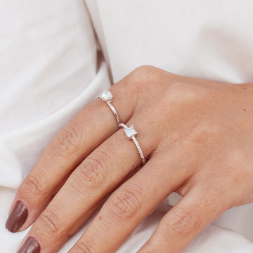 Anel MOISSANITE triângulo em prata 925